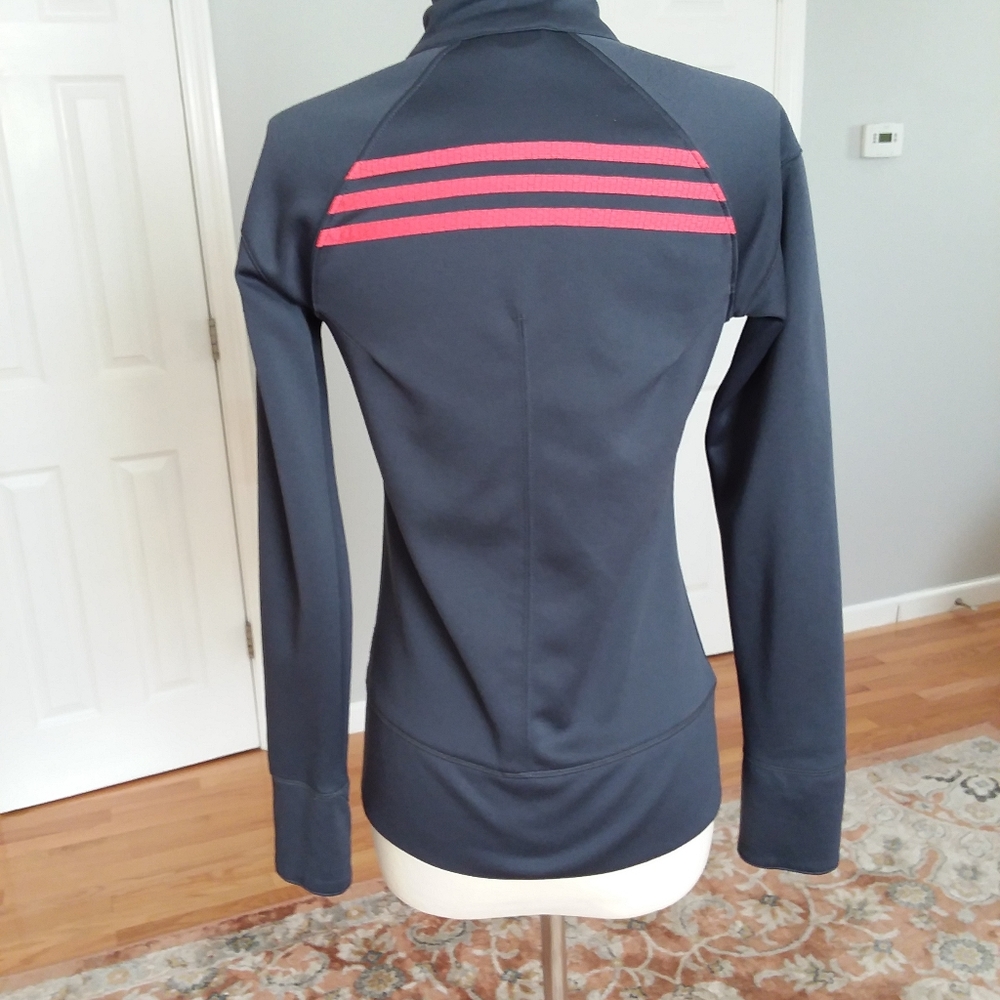 Adidas long sleeve zip-up grey pink jacket - Picture 3 of 8